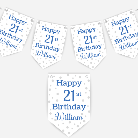 Blue Polka Dot Birthday Bunting - B125