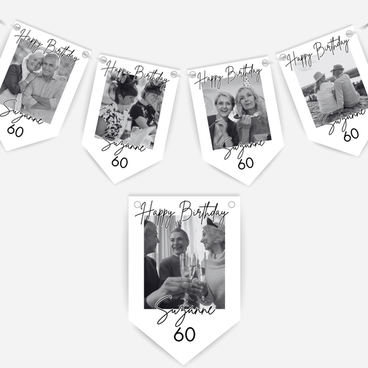 Black & White Birthday Photo Bunting - B267