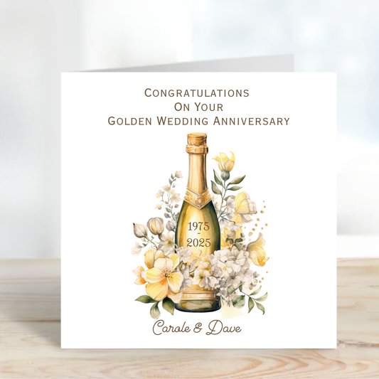 Golden- 50th Wedding Anniversary Card - C675