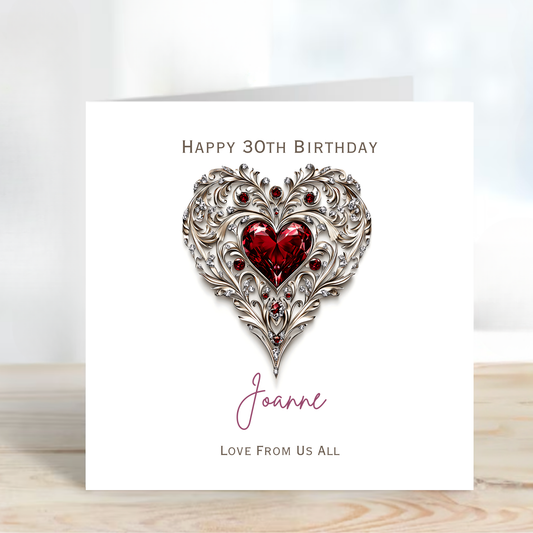 Jewelled Heart Birthday Card - C620