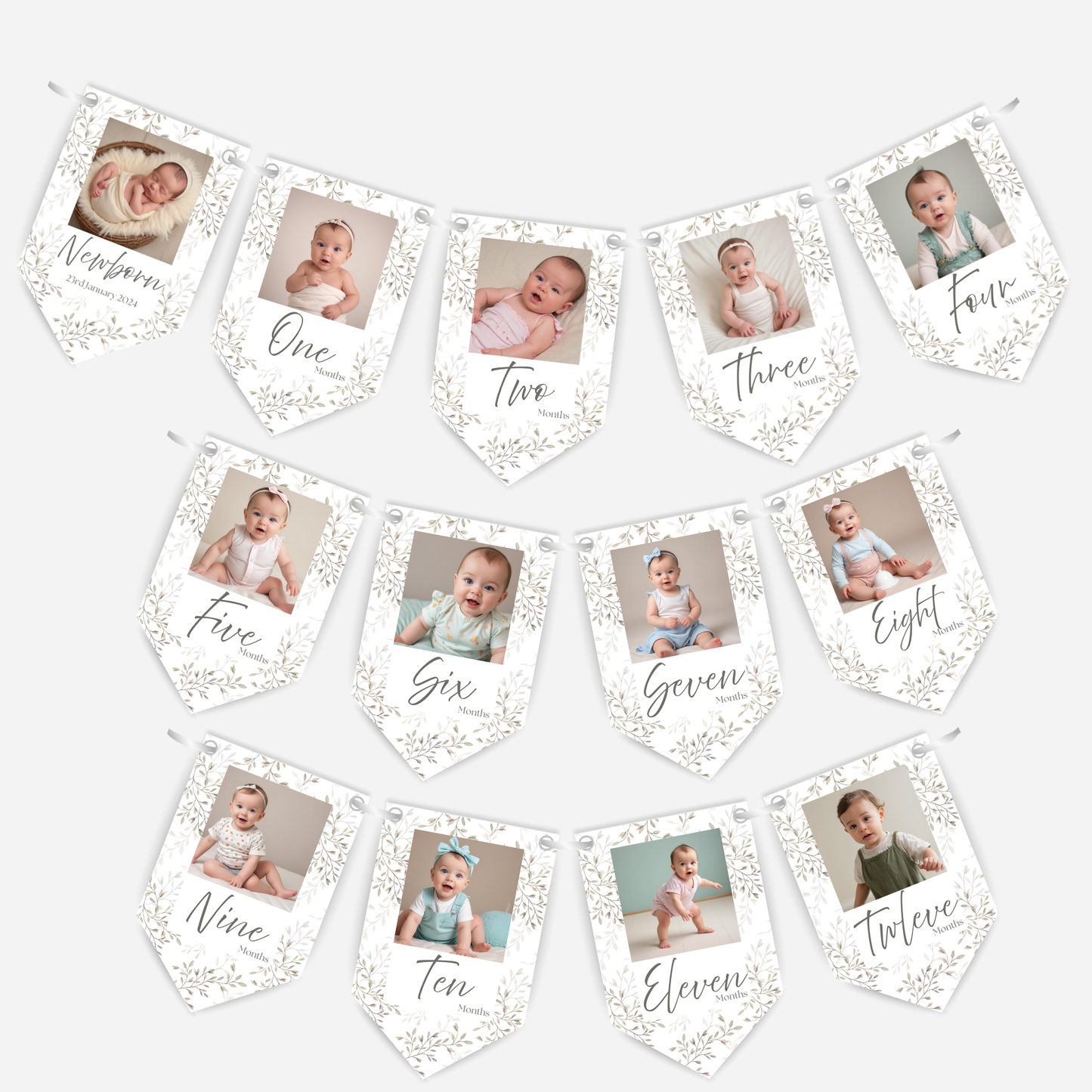 Newborn to 12 Months Milestone Bunting - 1st Birthday - B131