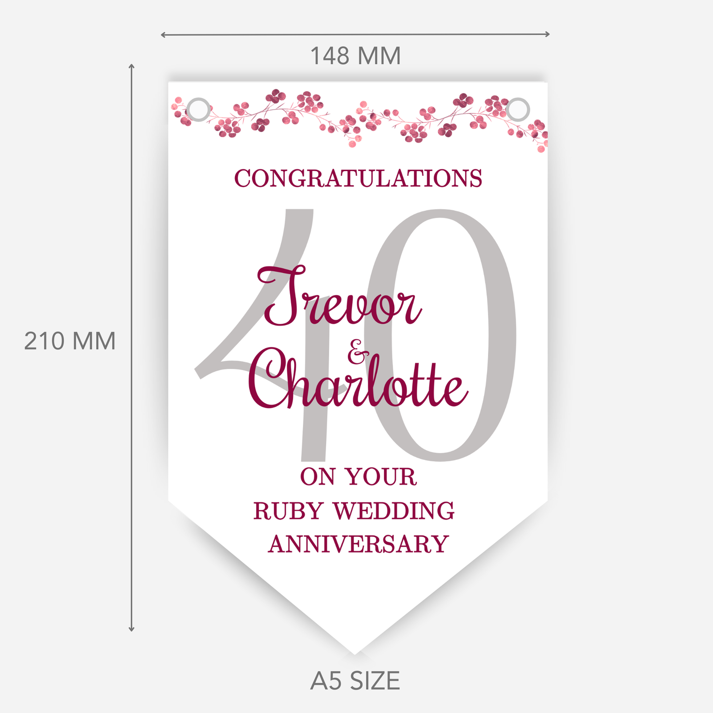 Ruby 40th Wedding Anniversary Bunting - B138