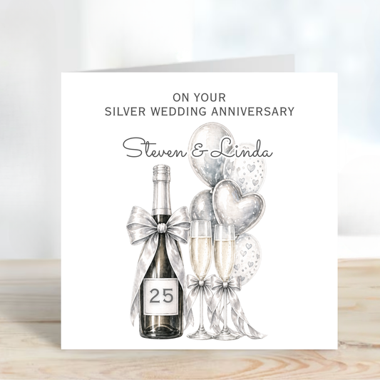 Silver - 25th Wedding Anniversary Card - C875
