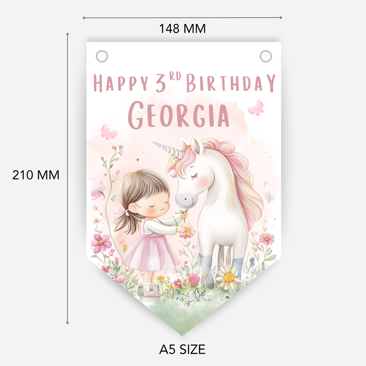 Cute Unicorn and Girl Bunting - B182