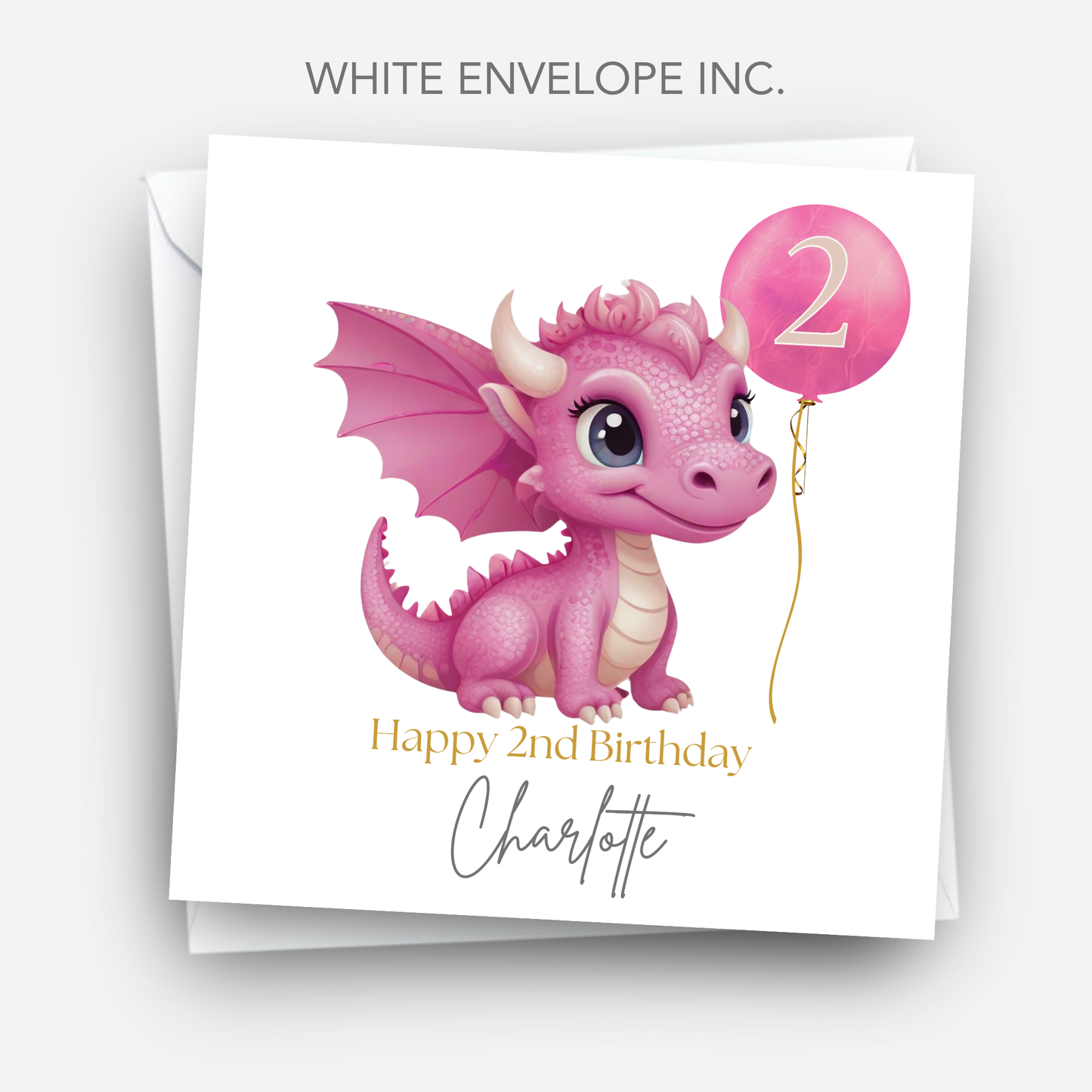 Cute Pink Dragon Birthday Card - C100
