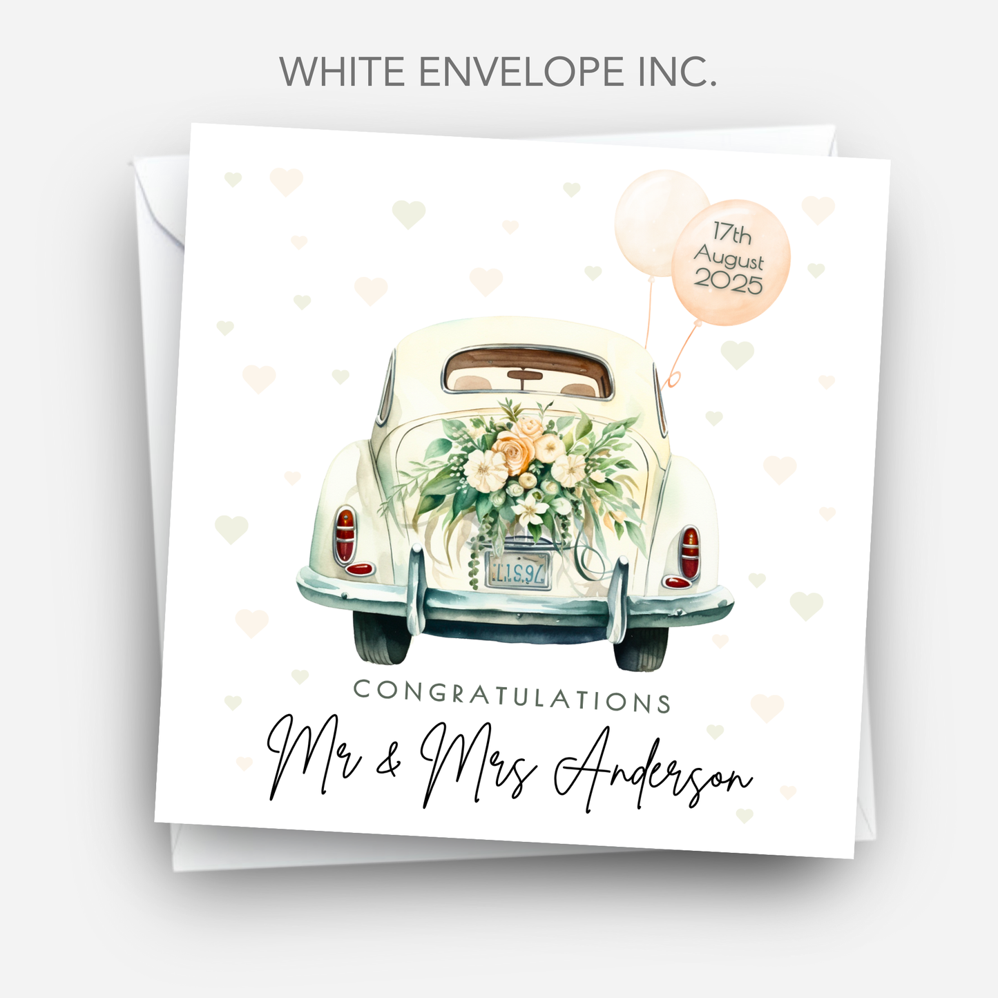 Wedding Car and Balloons Card - C112