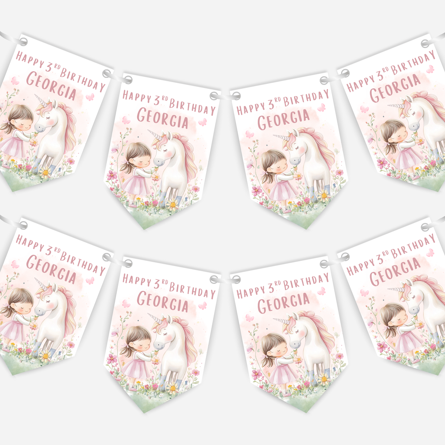 Cute Unicorn and Girl Bunting - B182