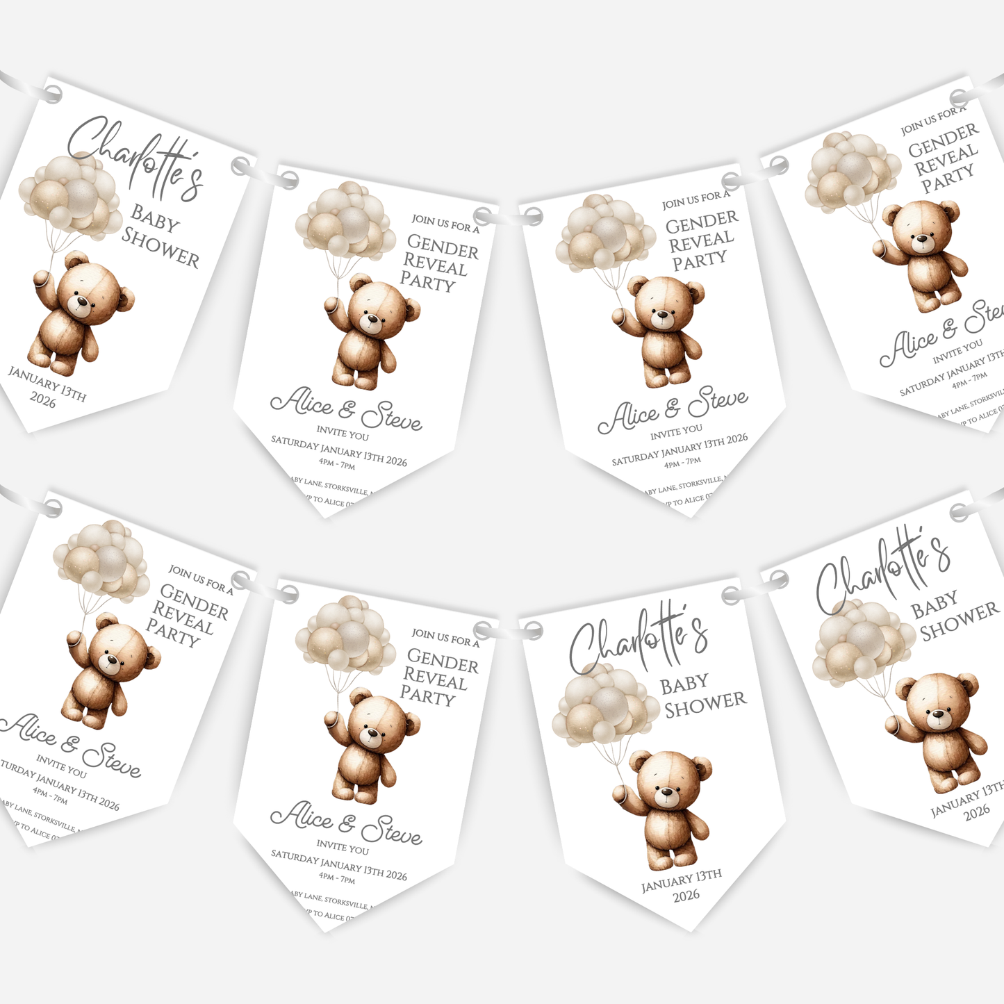 Teddy Bear Baby Shower Bunting - B147
