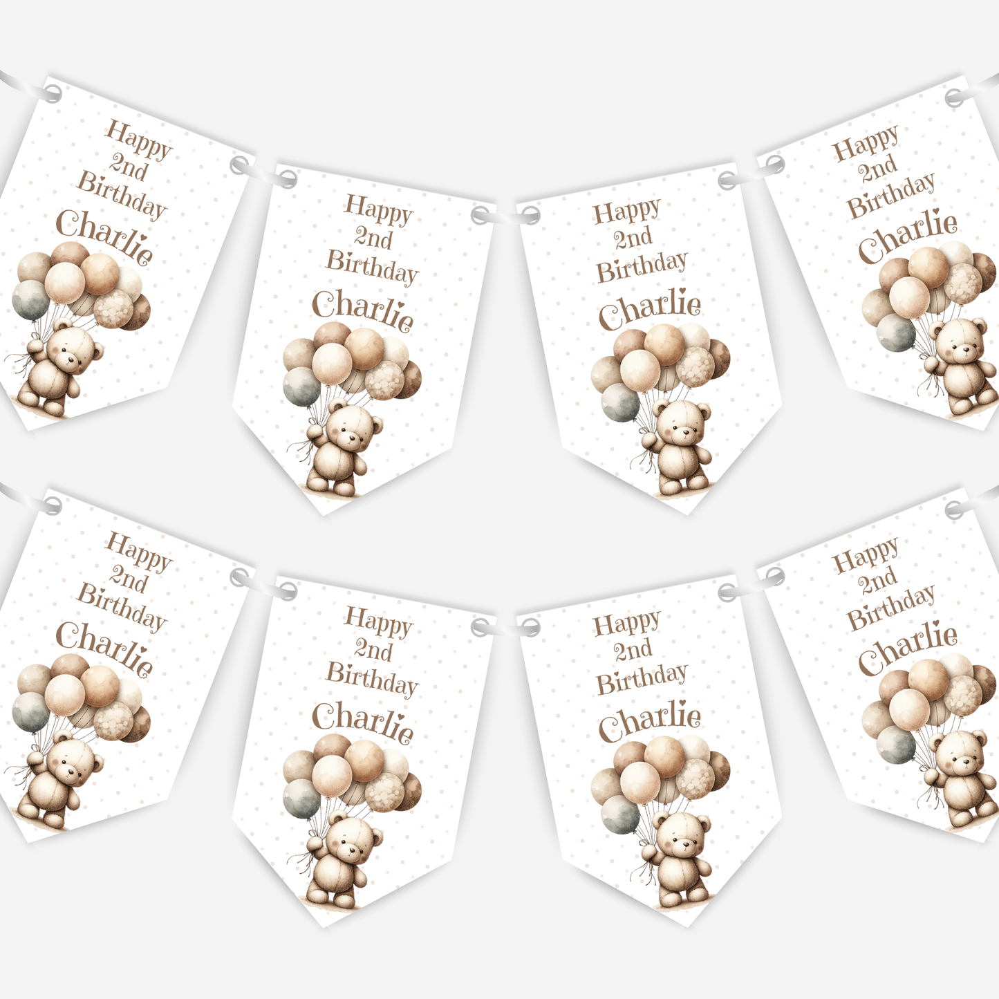 Cute Teddy & Balloons Birthday Bunting - B120