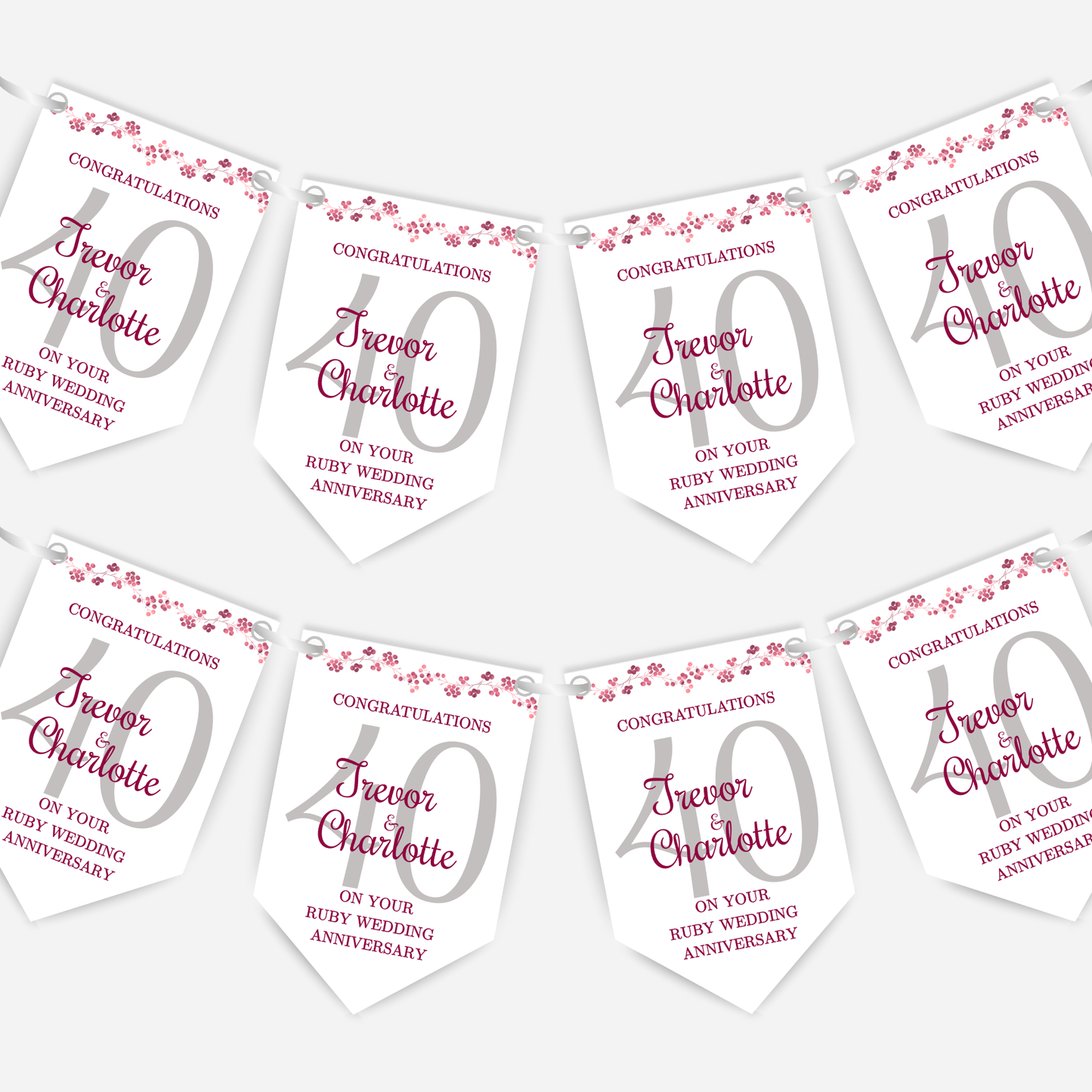 Ruby 40th Wedding Anniversary Bunting - B138