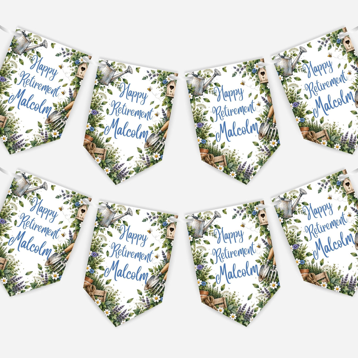 Retirement or any occasion bunting, pretty garden design - B332