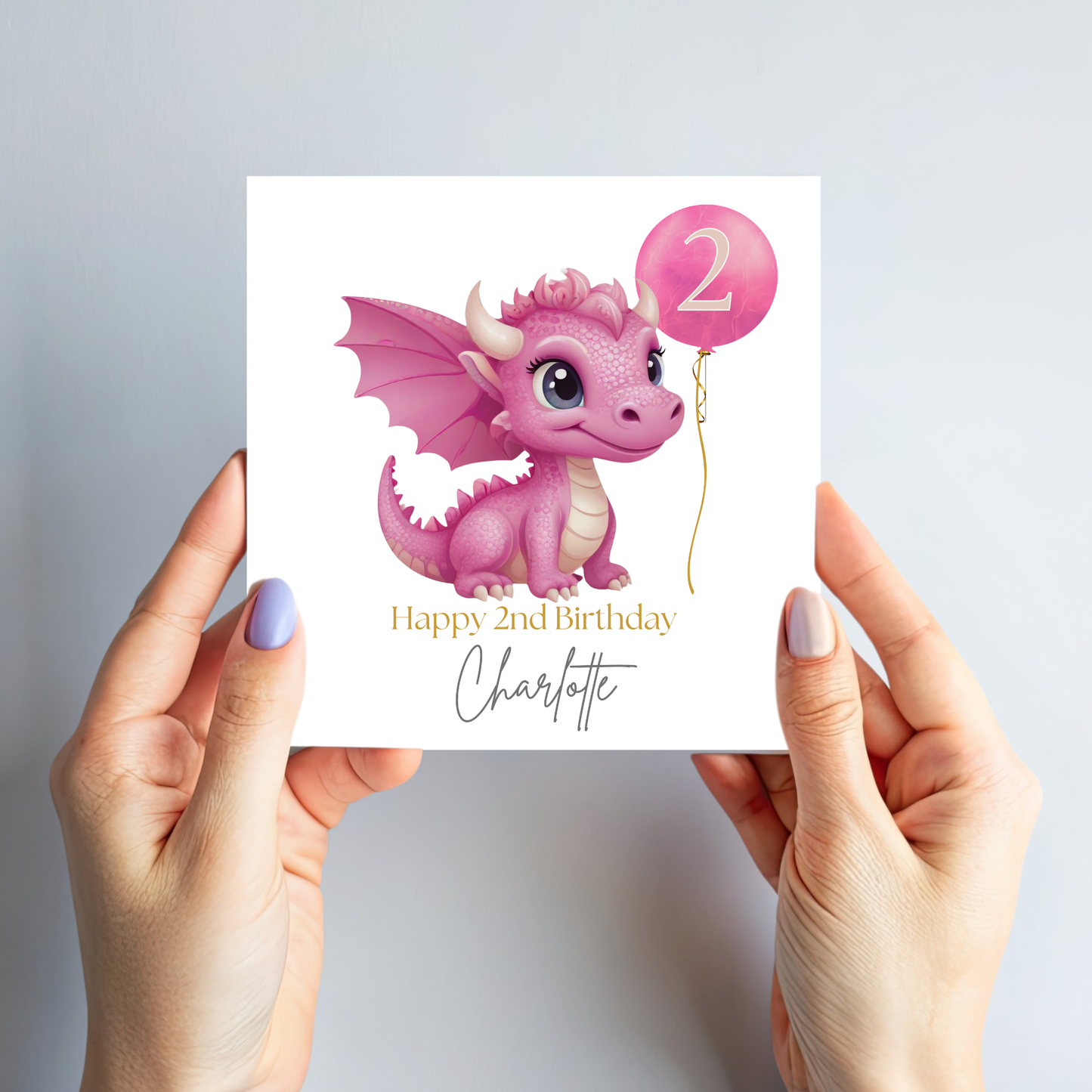 Cute Pink Dragon Birthday Card - C100