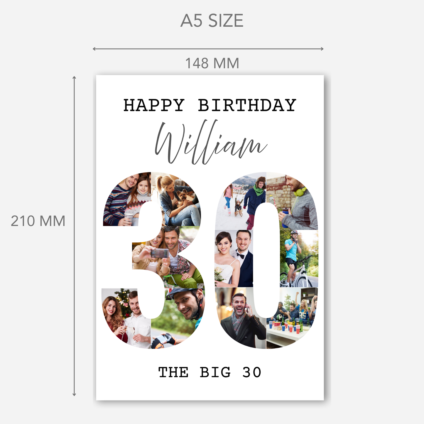 The Big 30 Photo Collage Birthday Card - PC03