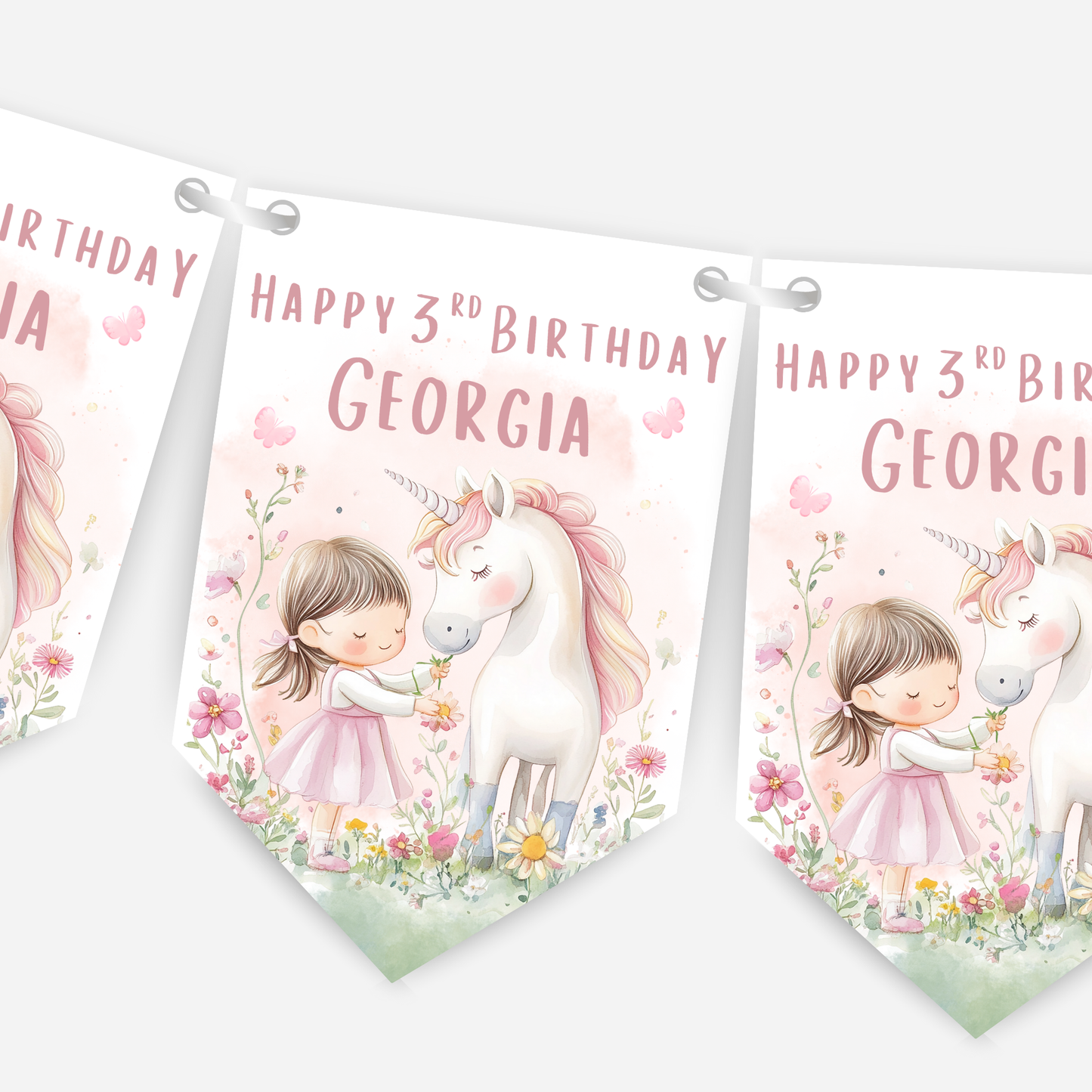 Cute Unicorn and Girl Bunting - B182