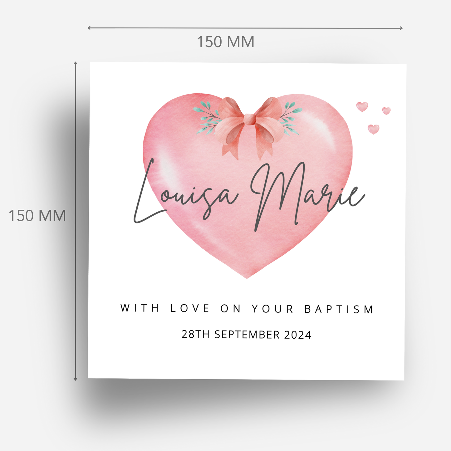 Christening & Baptism Pink Heart Card - C109