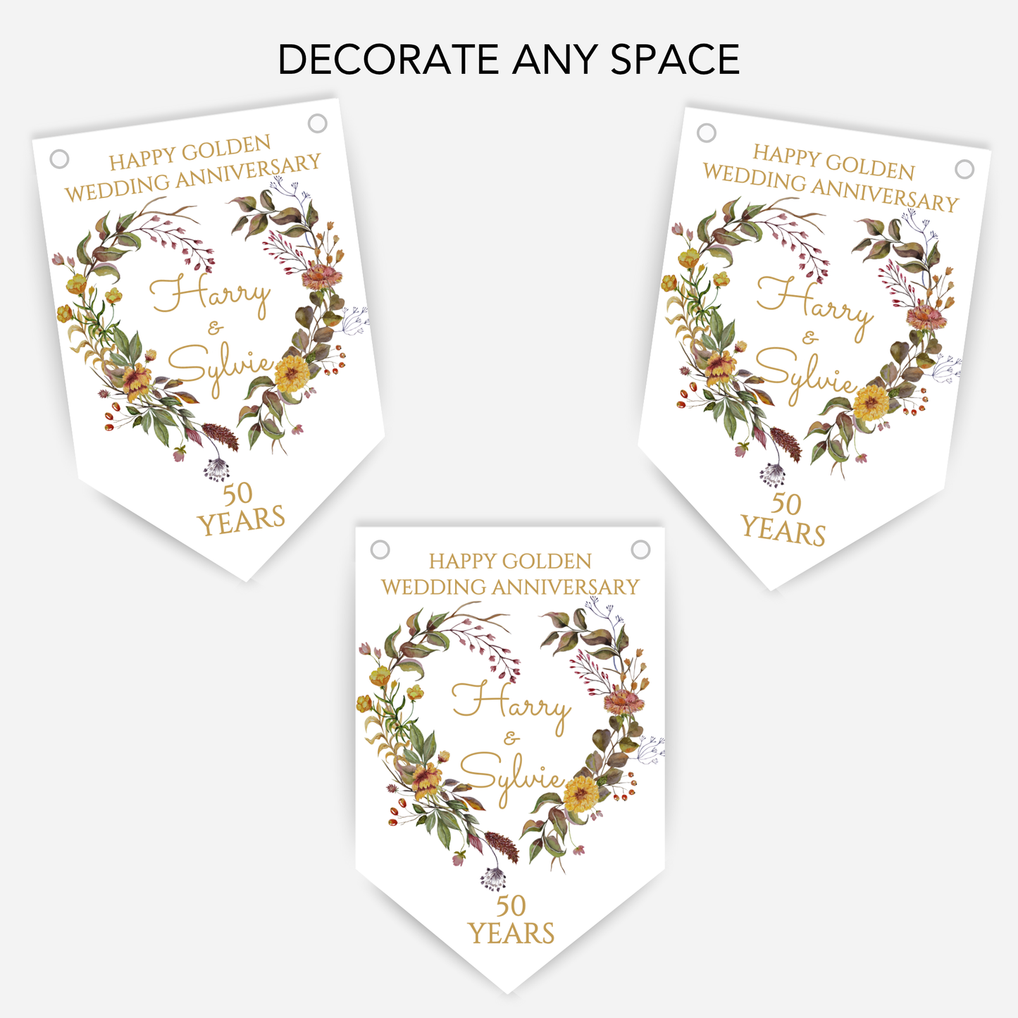 Golden Wedding Anniversary Bunting - B228