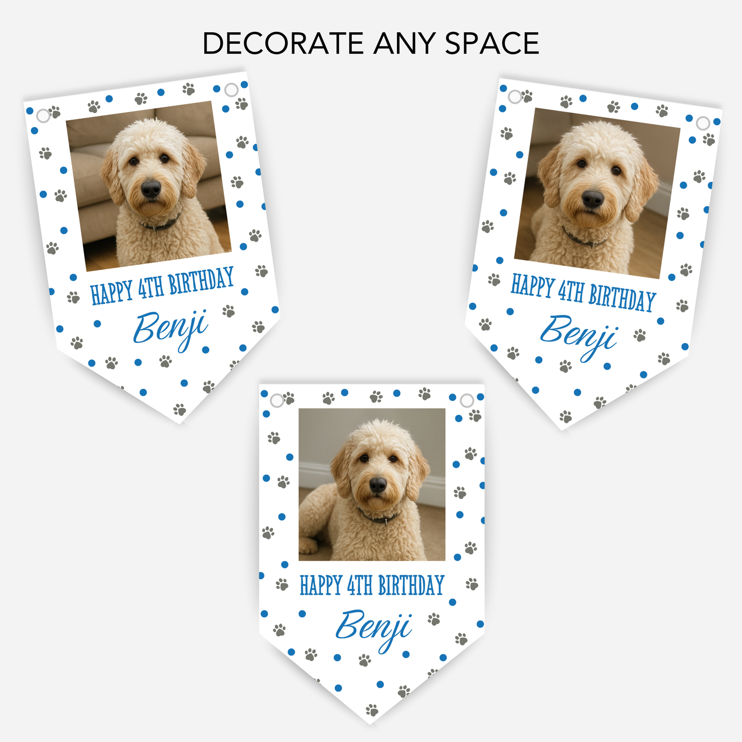 Dog Birthday Photo Bunting In Blue - B212