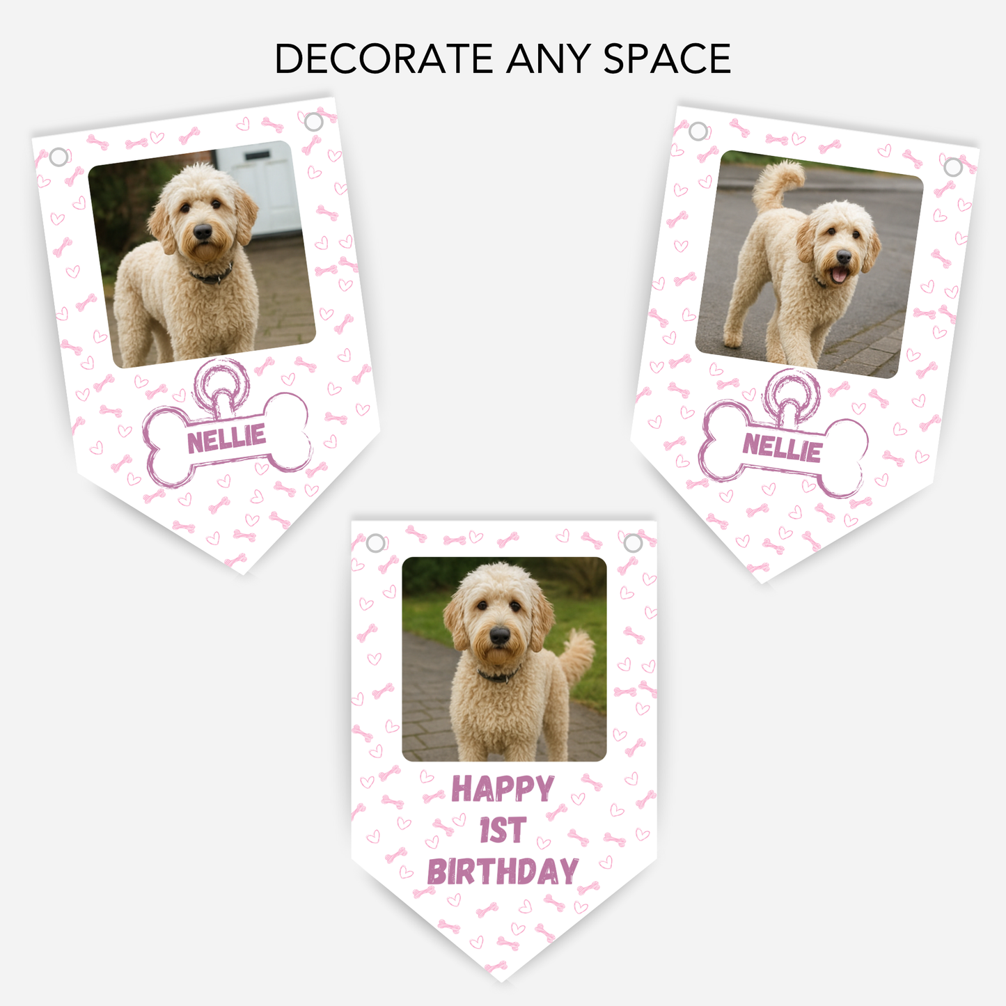 Dog Birthday Photo Bunting In Pink - B238