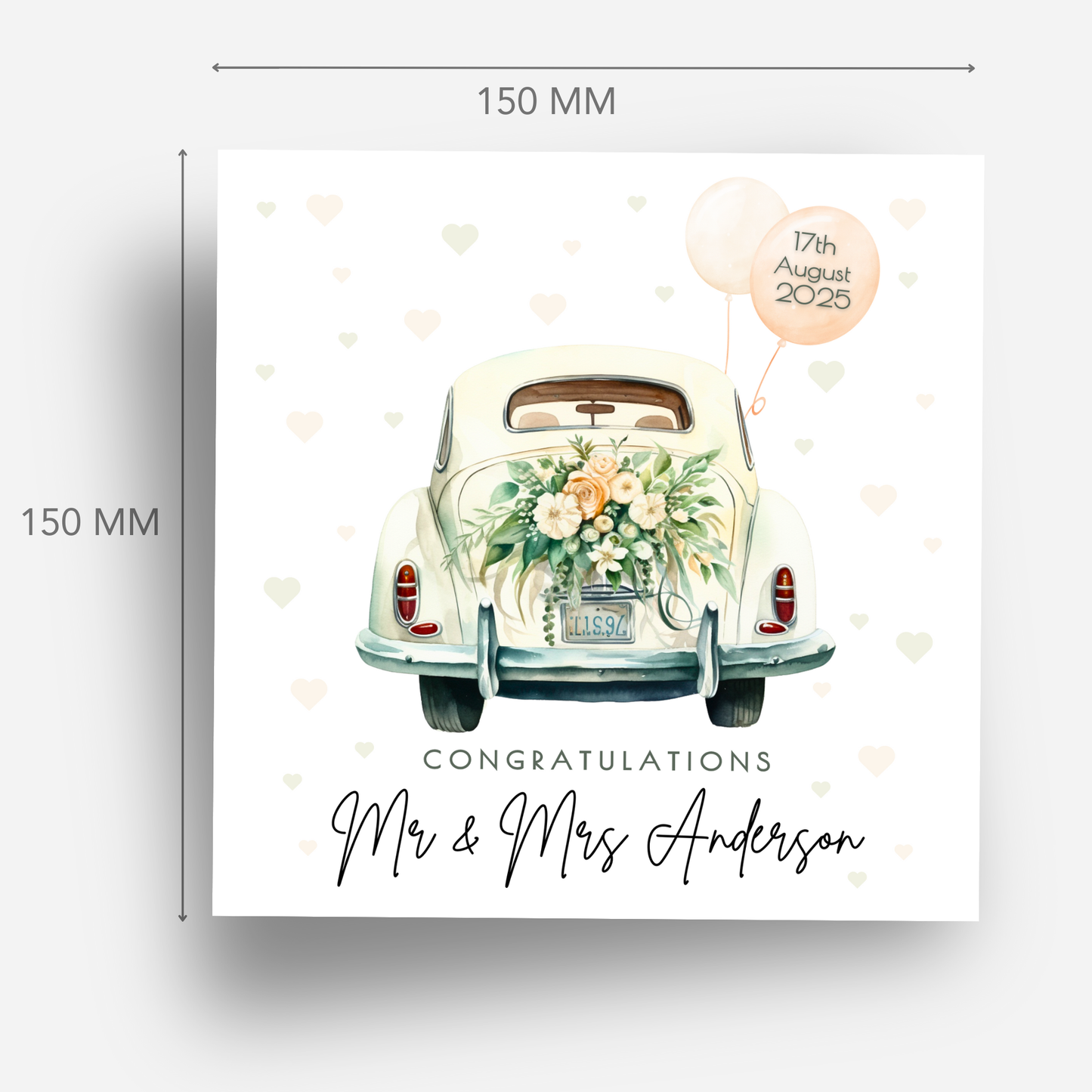 Wedding Car and Balloons Card - C112