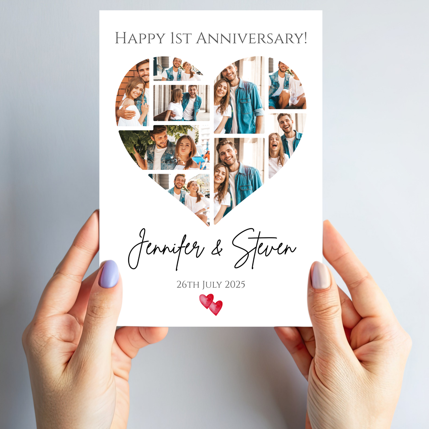 Heart Anniversary Photo Collage - 9 Photo Memories Card - PC02