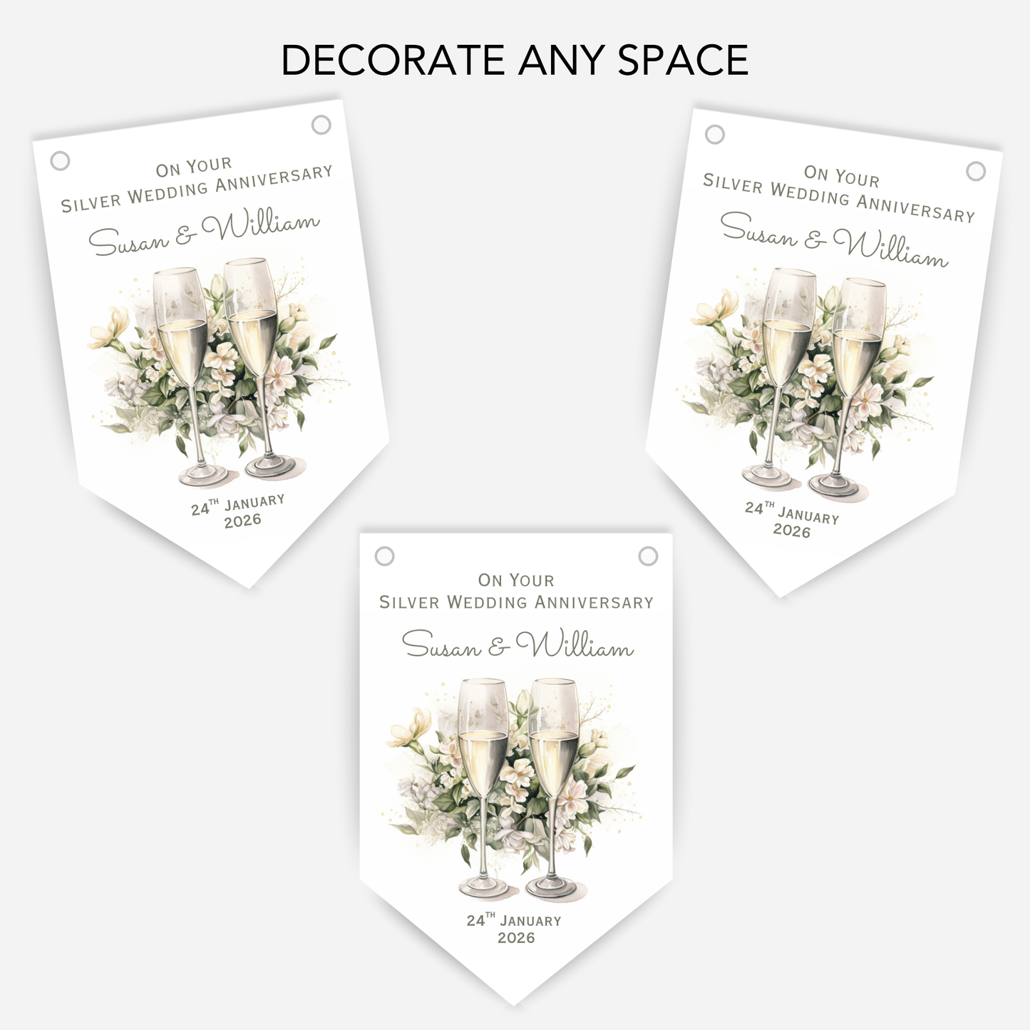 Silver Wedding Anniversary Bunting - B231