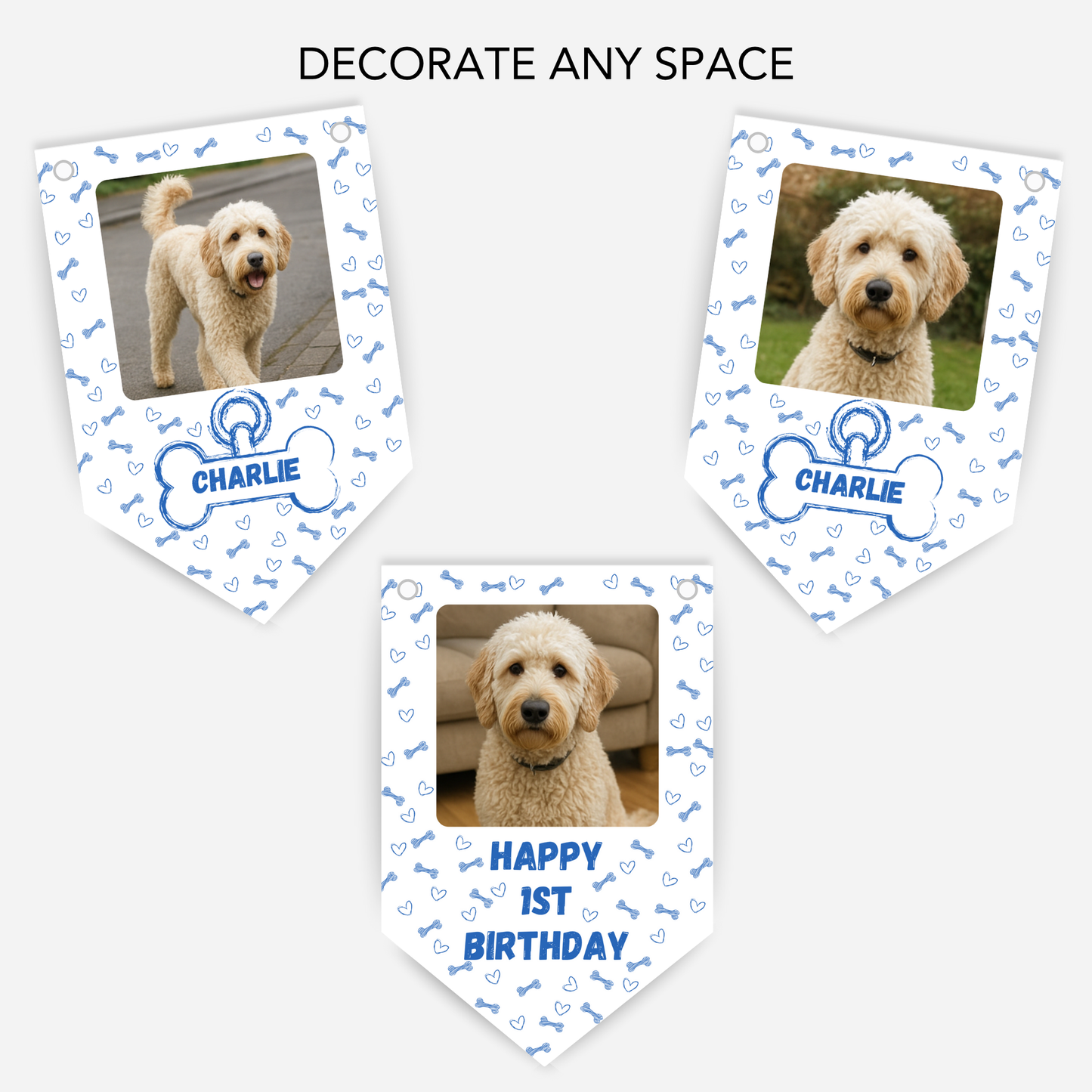 Dog Birthday Photo Bunting In Blue - B237