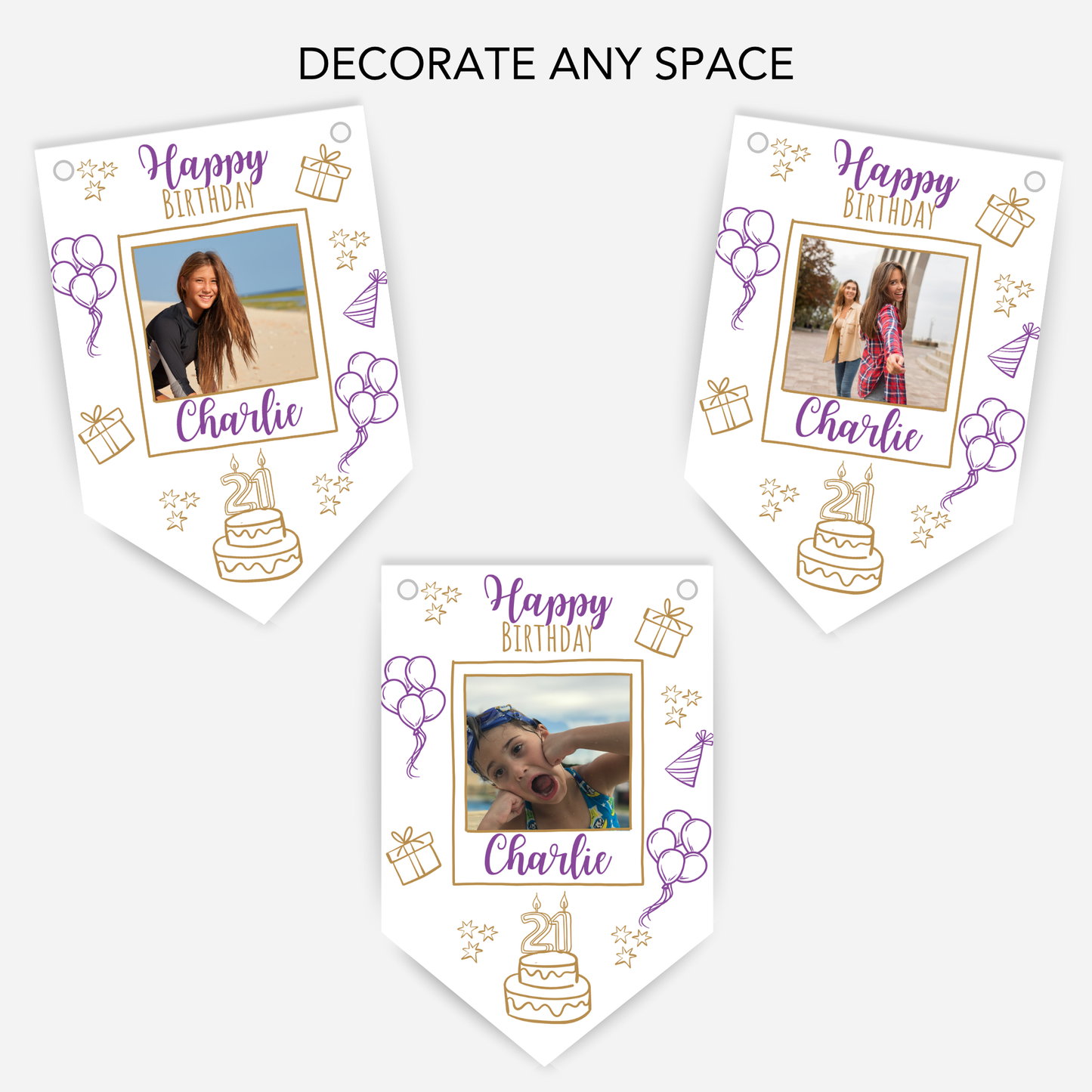 Doodle & Fun Birthday - Colour Photo's Bunting - B191