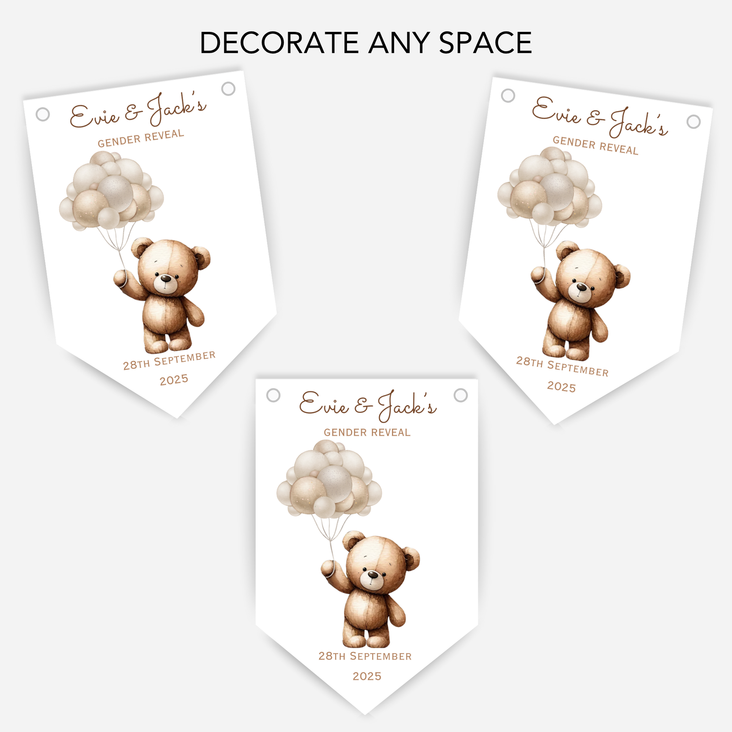 Cute Teddy Gender Reveal Bunting - B135