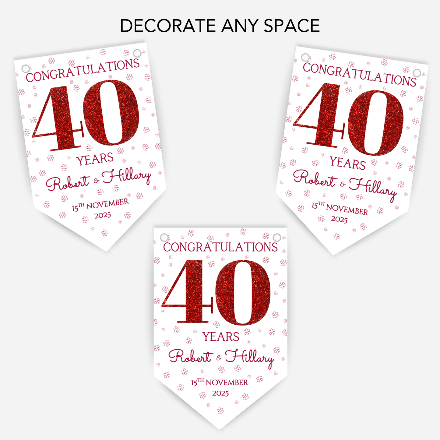 Ruby Wedding Anniversary Bunting - B242