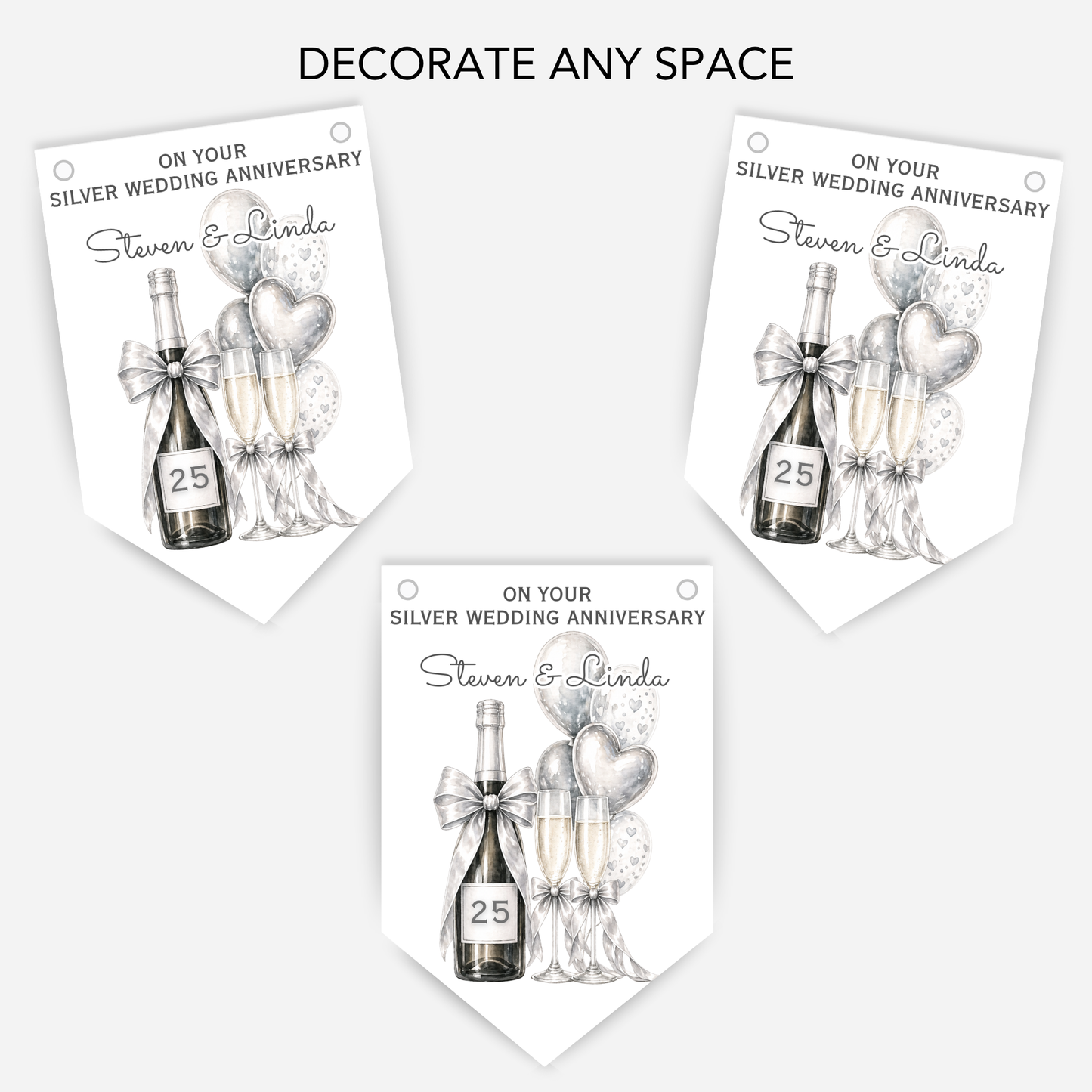 Silver Wedding Anniversary Bunting - B298