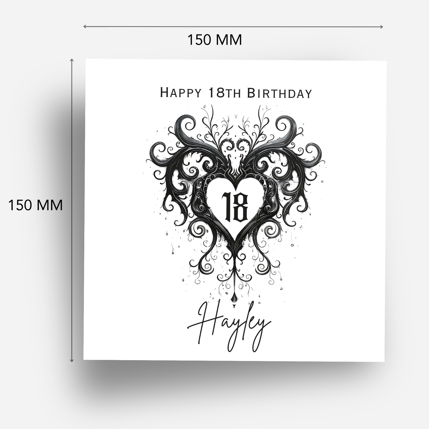 Gothic Style Black Heart Card - C634