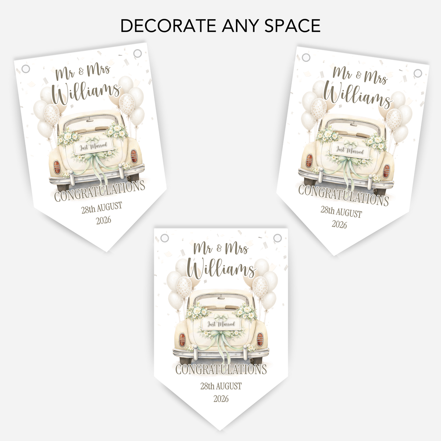 Wedding Car Bunting - B307