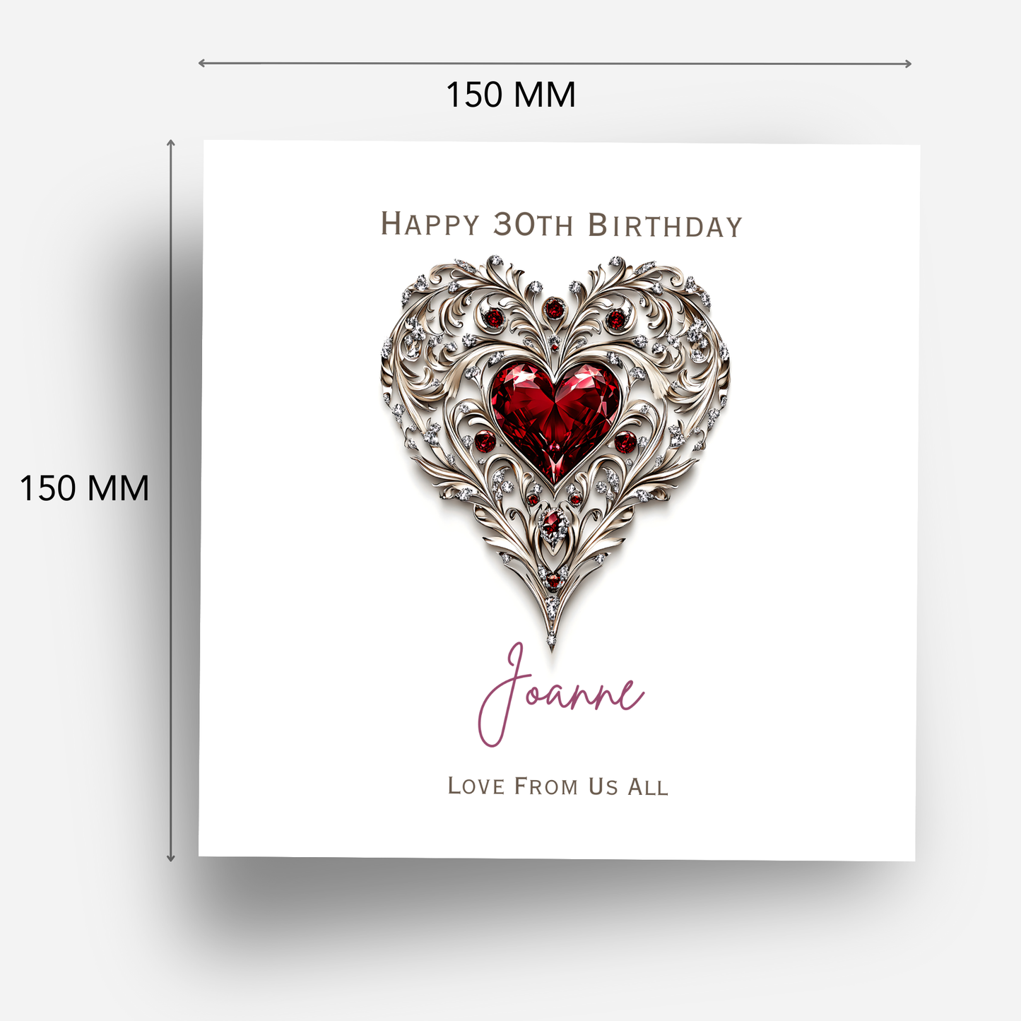 Jewelled Heart Birthday Card - C620