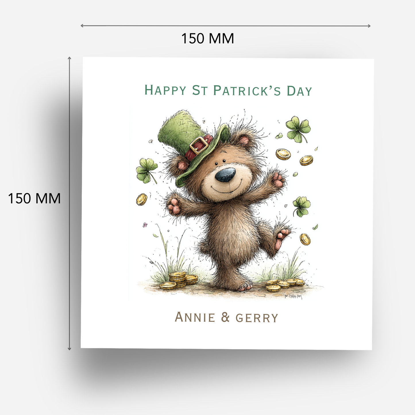 St Patrick's Day Cute Teddy Card - C805