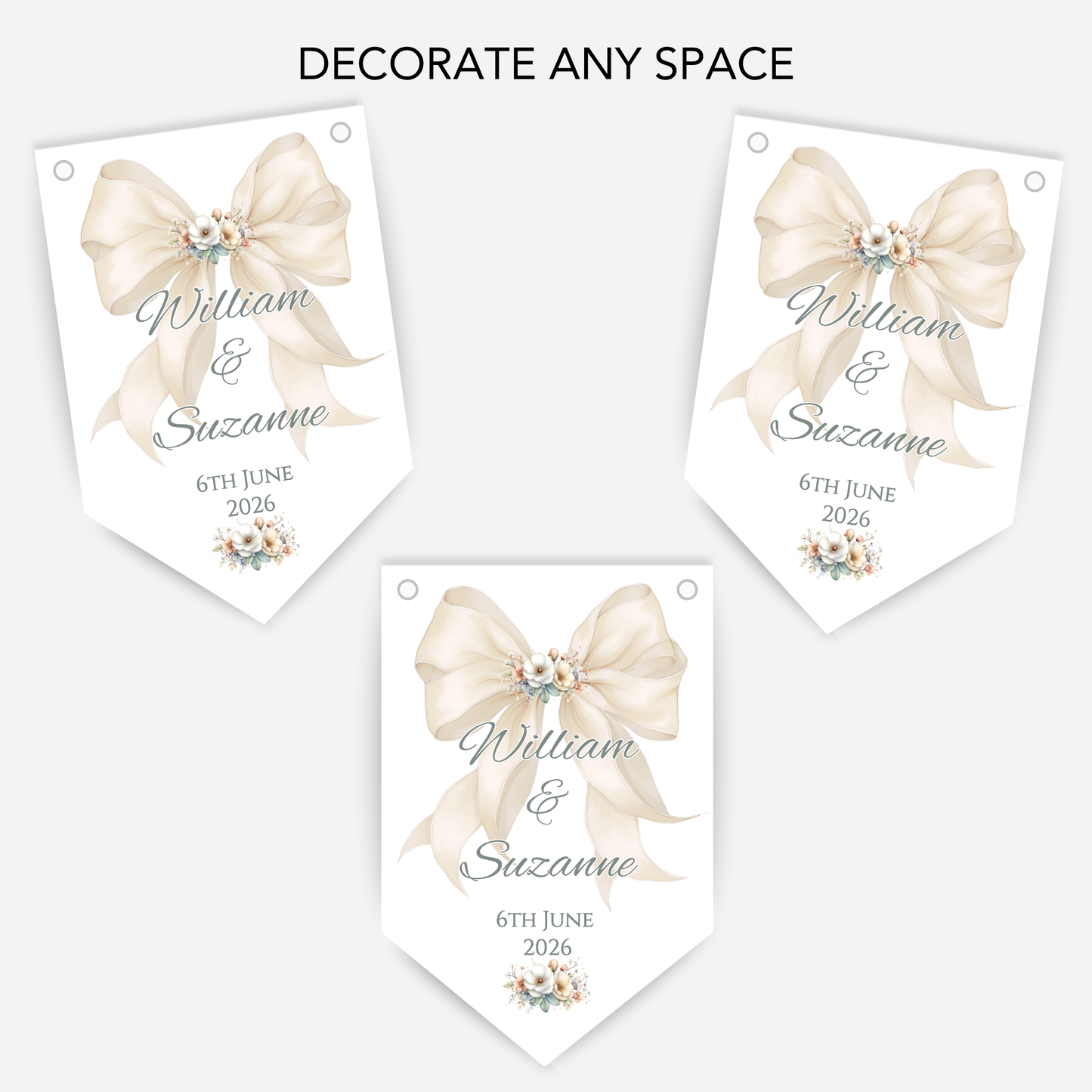 Engagement Or Wedding Bow Bunting - B291