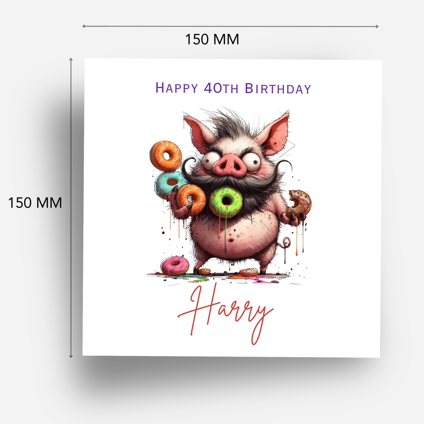 Fun Greedy Pig Birthday Card - C849