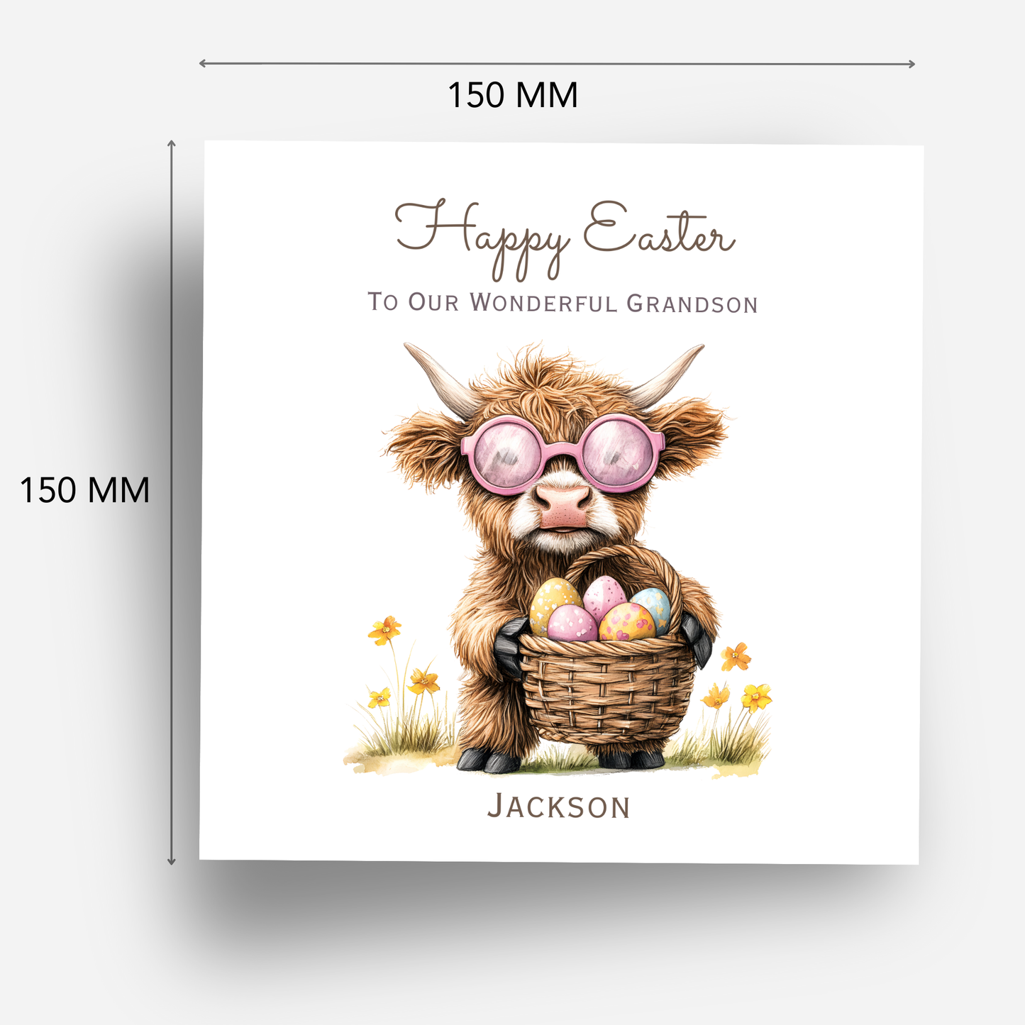 Easter Card With A Cute Highland Cow Design - C842