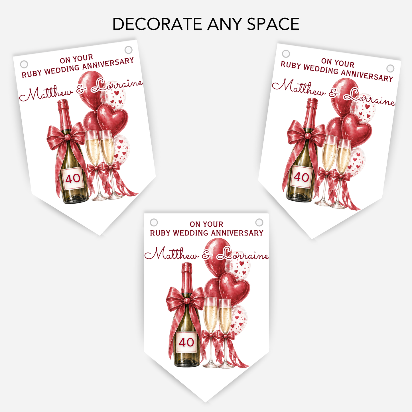 Ruby Wedding Anniversary Bunting - B299