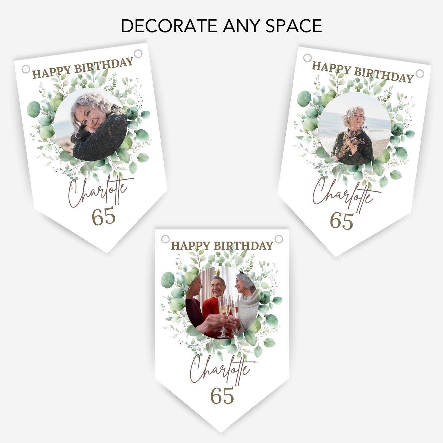 Birthday Photo Bunting with eight photos - B281