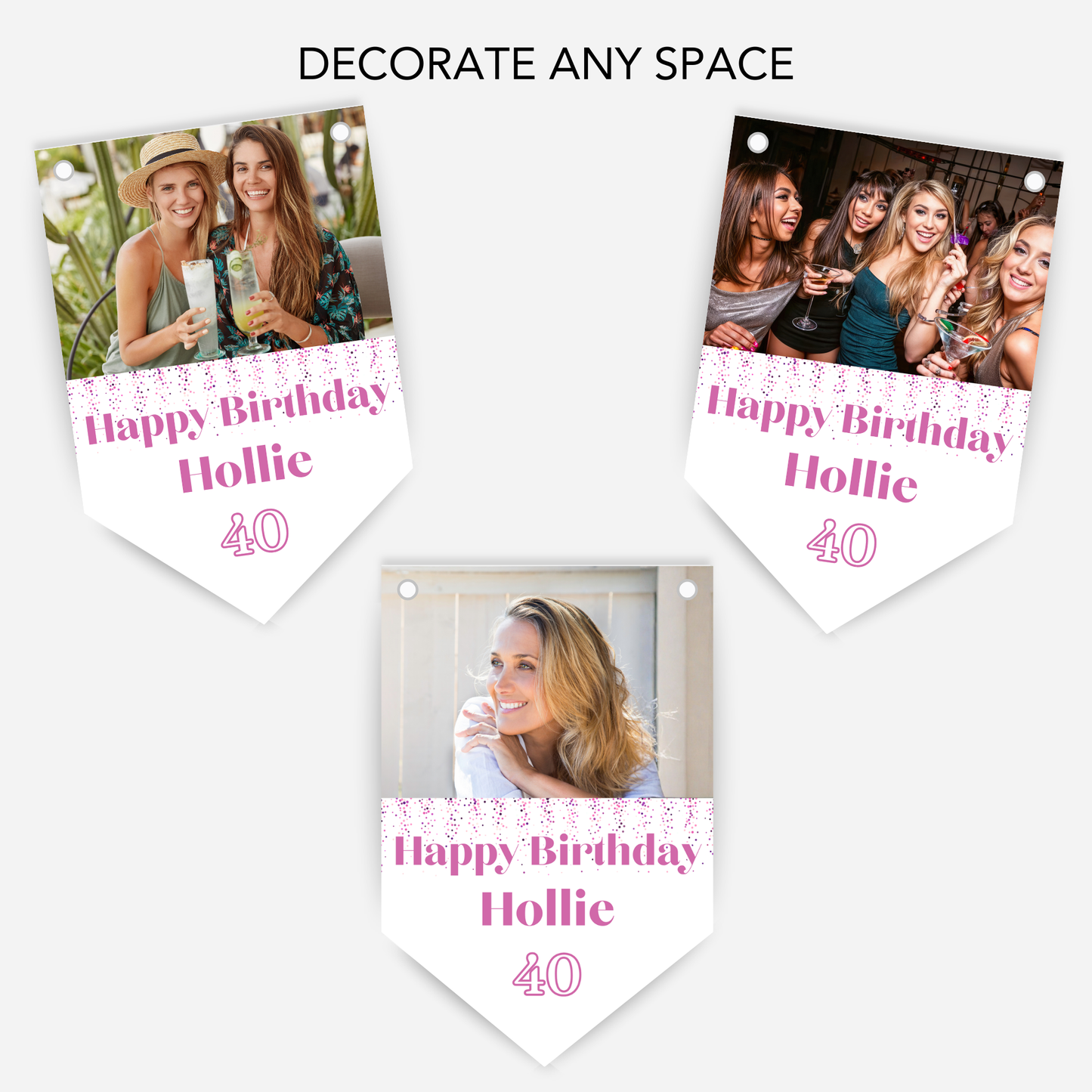 Birthday Photo Bunting in Pink - B280