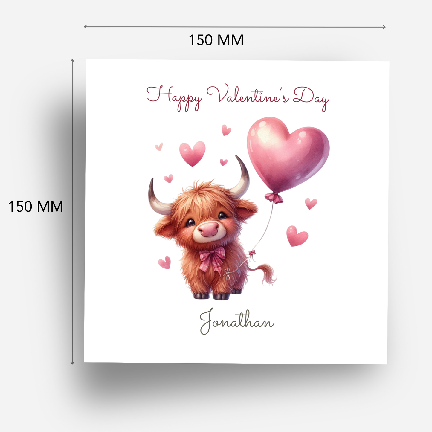 Cute Highland Cow Valentine’s Day Card - C707