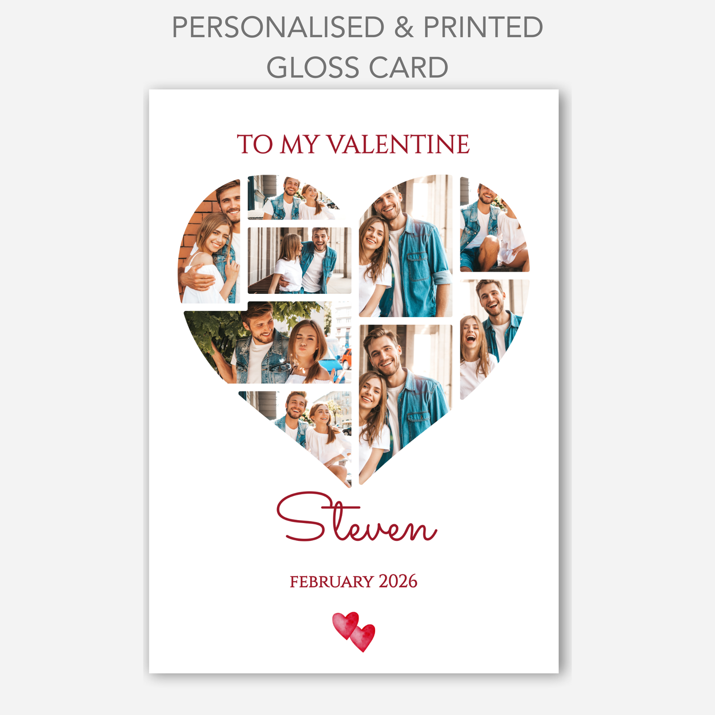 Valentine Heart Photo Card with a Collage of 9 Photos - PC27
