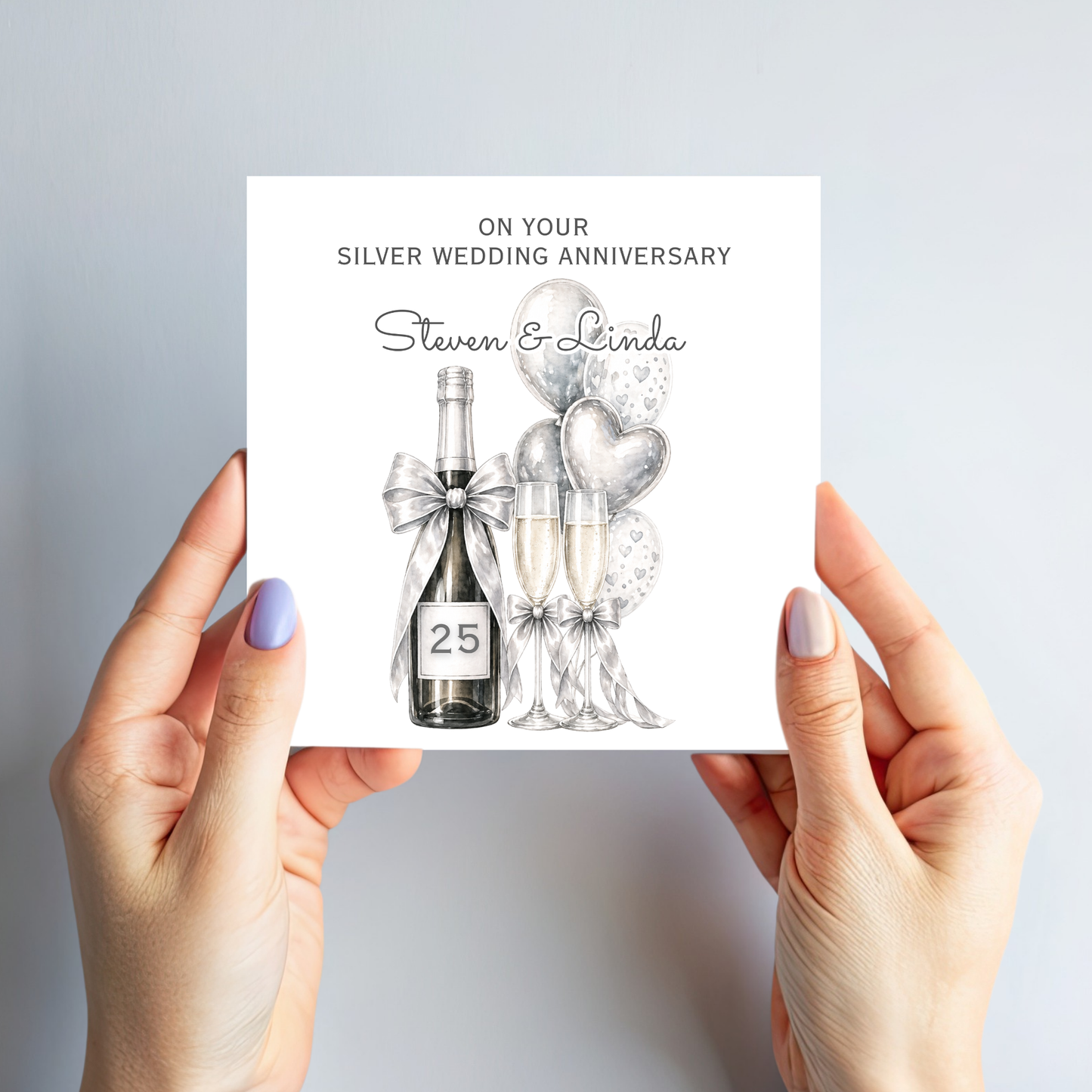 Silver - 25th Wedding Anniversary Card - C875