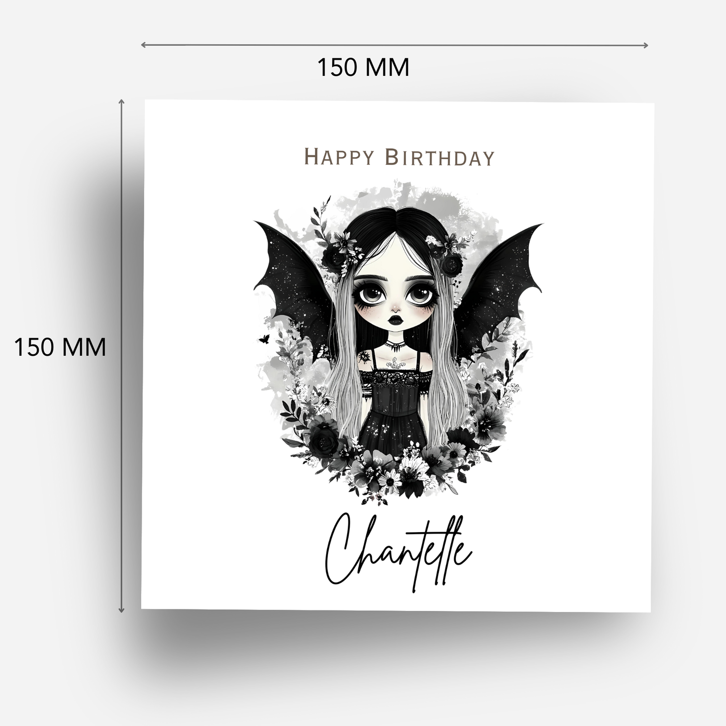 Gothic Birthday Card, Alternative Creepy Girl Art - C833
