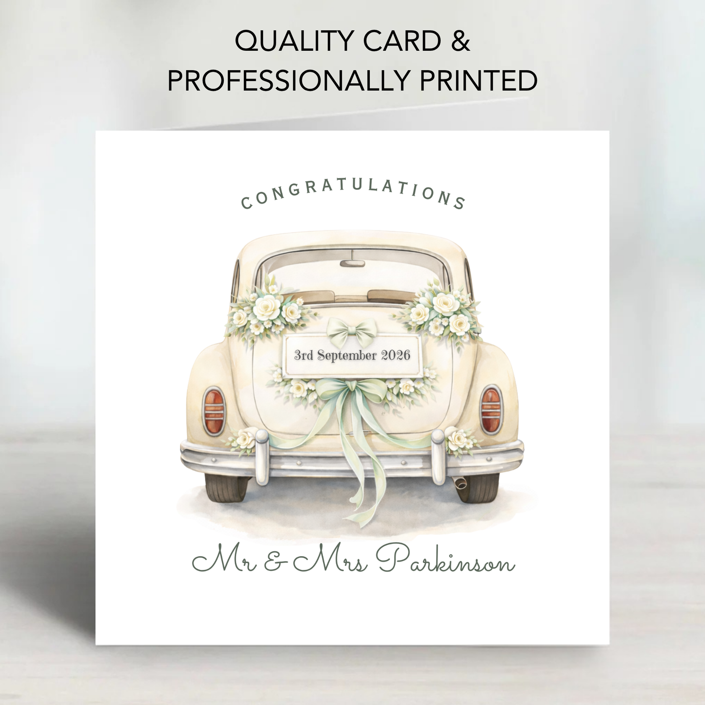 Wedding Car and Flowers Wedding Card - C869