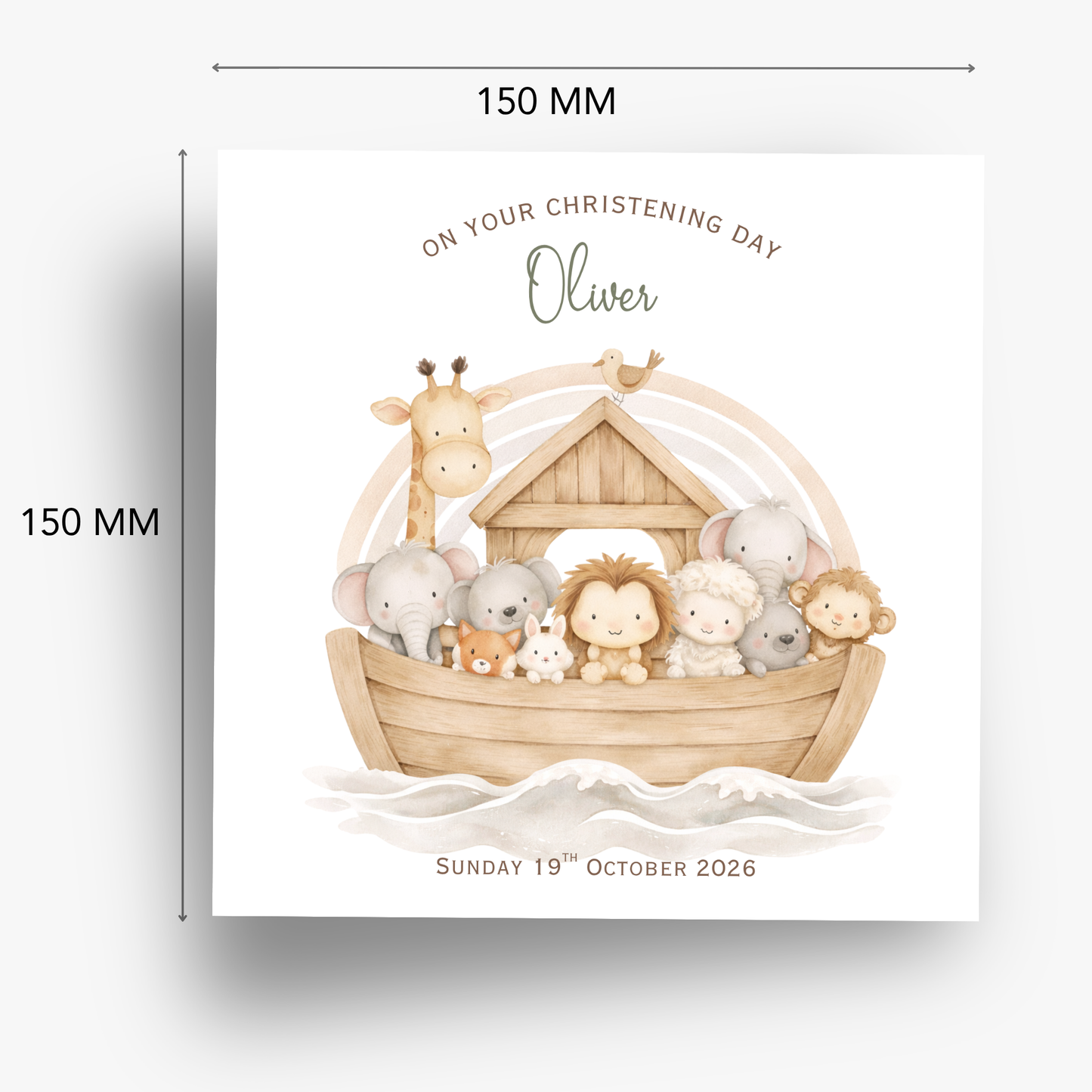 Christening & Baptism Noah Ark Card - Neutral Design - C872
