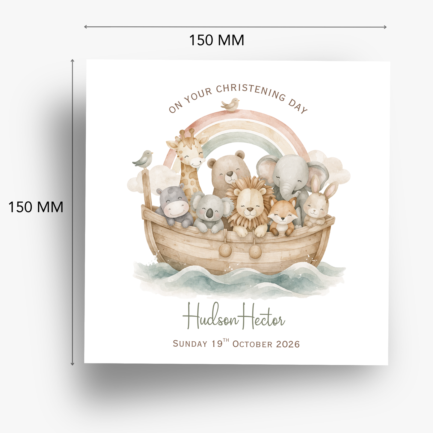Christening & Baptism Noah Ark Card - Neutral Design - C871