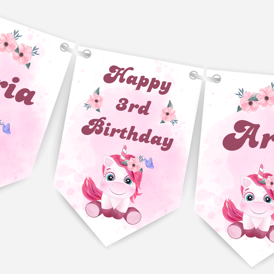 Cute Pink Unicorn Bunting - B164