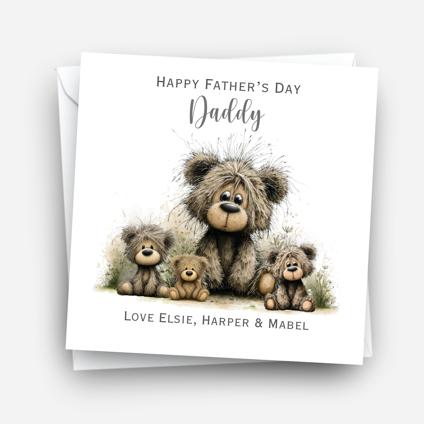 Fathers Day Card - Cute Teddy Family - C789