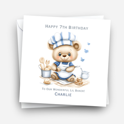 Cute Teddy Baker Birthday Card - C585